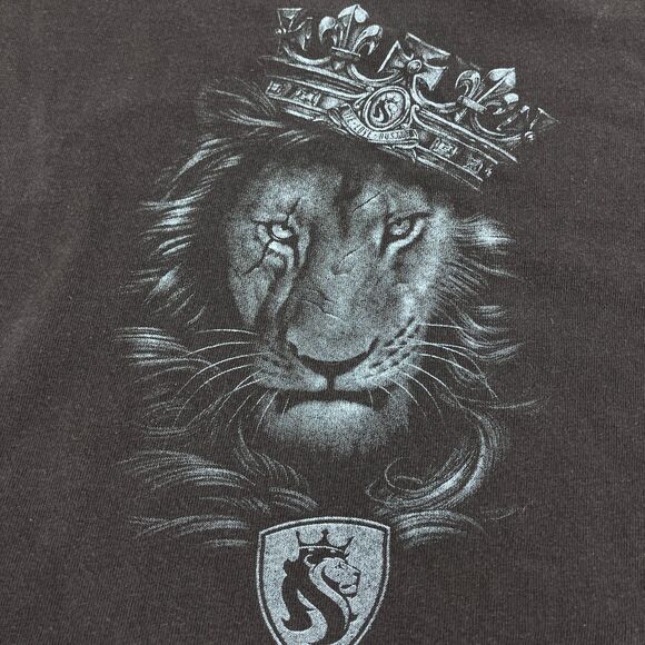 Ogabel King Lion Graphic T-Shirt, Front and Back Graphics, Sz 3XL Lion Black Tee - Picture 6 of 13